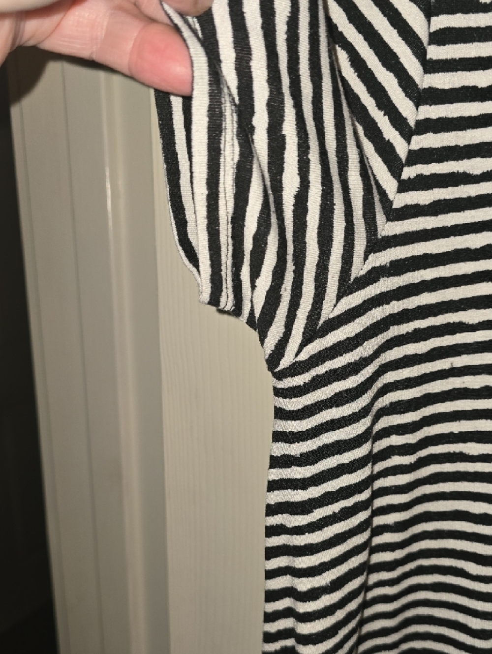 LuLaRoe Carly Black & White Striped High-Low Tee Dress - Picture 4 of 6